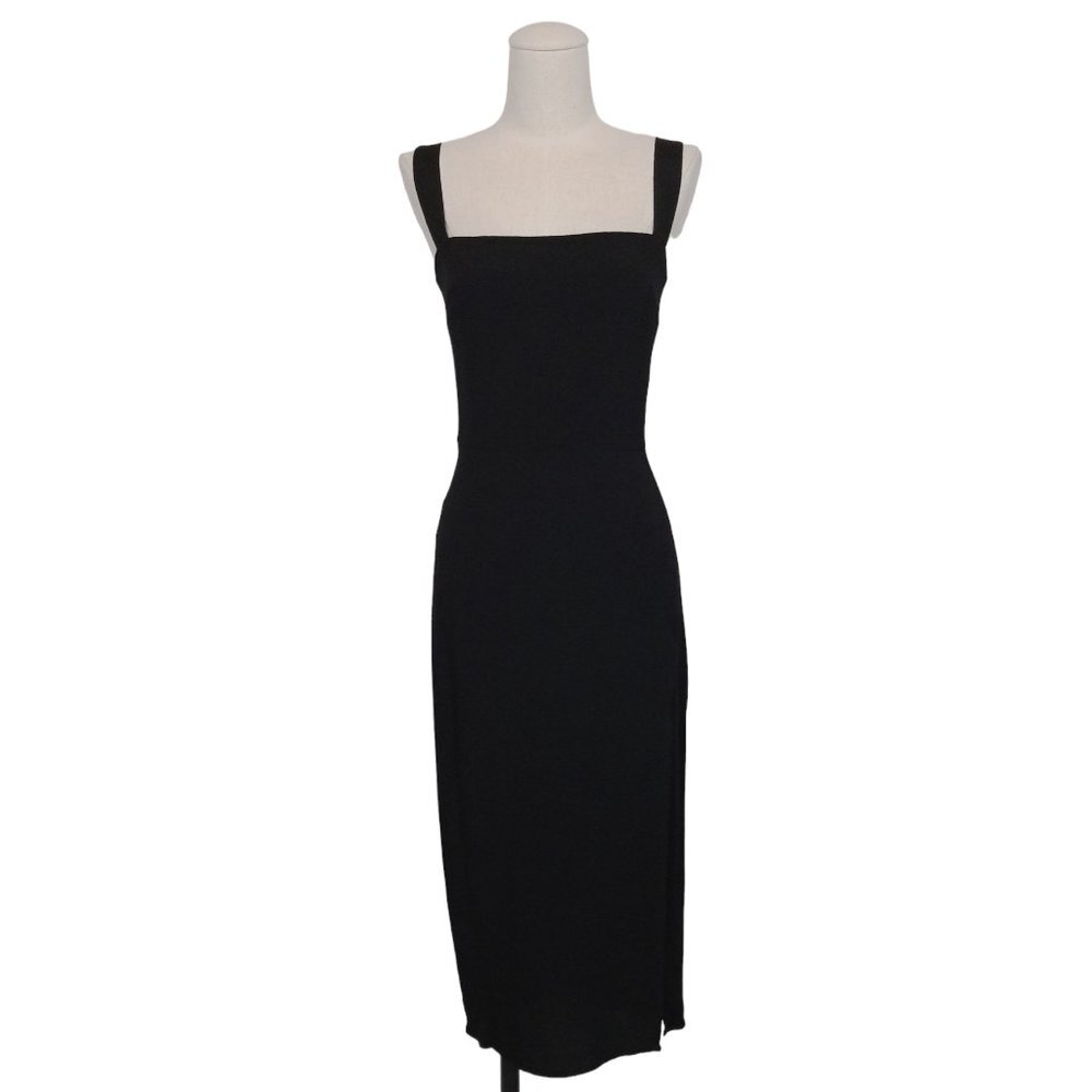 Reformation Christina Midi Dress Black High Slit Midi Dress Sz 4